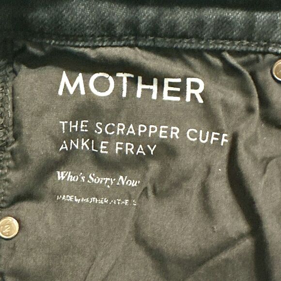 Mother Superior Jeans Black Size 25 The Scrapper Cuff Ankle Fray Who’s Sorry Now - Picture 14 of 14